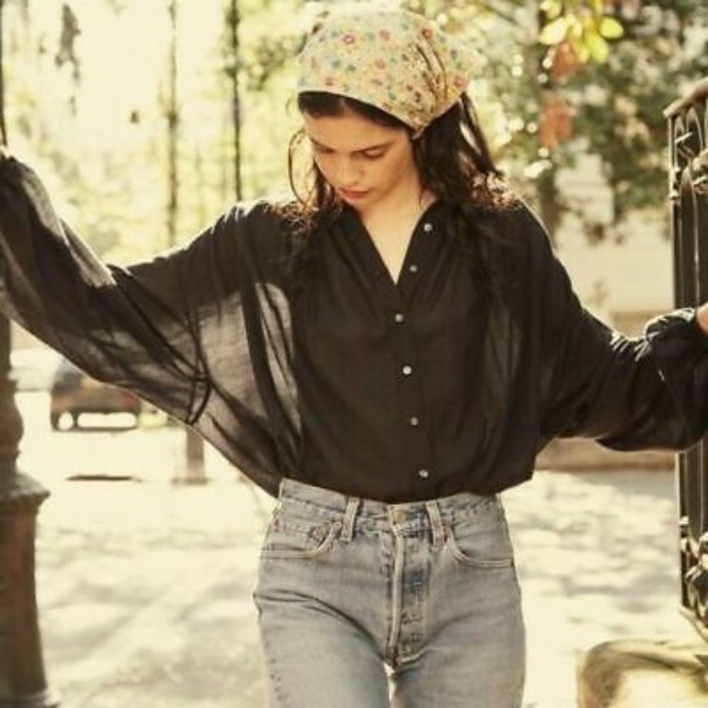 Doen The Jane Buttondown  Blouse Top in black S